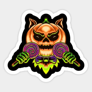 Scary Pumpkin Candy Halloween Sticker